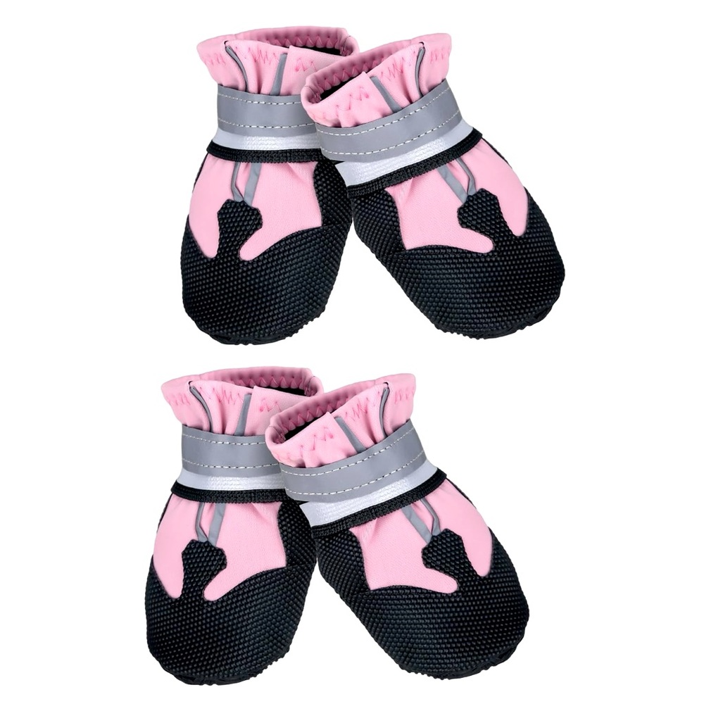 Leeko Dog Boots in Pink Anti-Slip w/ Reflective Strip Waterproof in Large